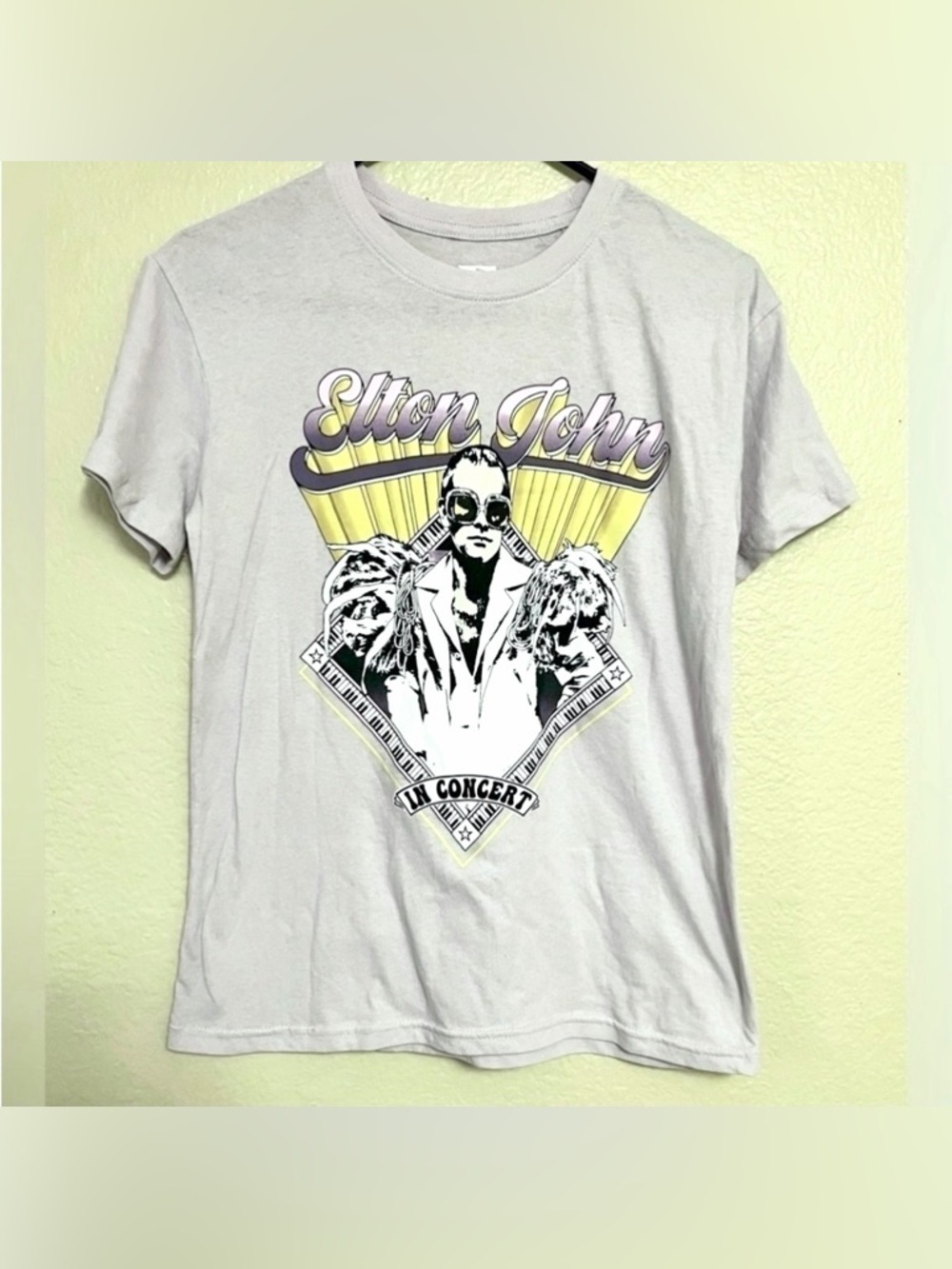 Elton John Lavender Band Tee Retro Concert Graphic Shirt- Size XS